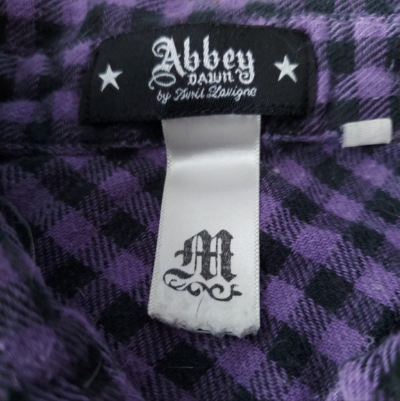An Avril Lavigne, Abbey Dawn, purple, plaid button down tunic. Missing sash... - Picture 6 of 6